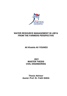 Water Resource Management in Libya from the Farmers Perspective