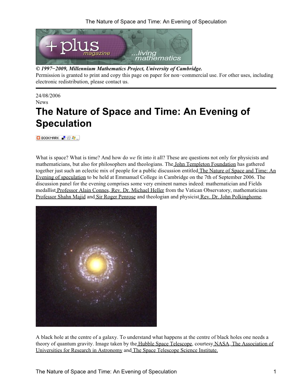 The Nature of Space and Time: an Evening of Speculation
