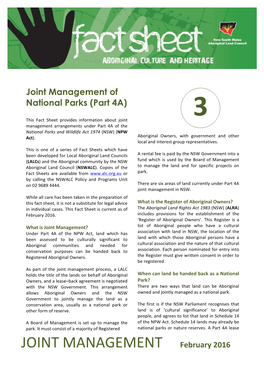 Joint Management of National Parks (Part