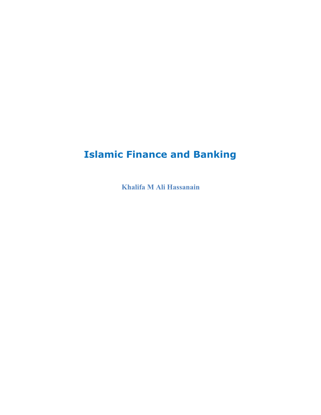 Islamic Finance and Banking