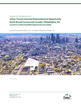 Urban Transit-Oriented Redevelopment Opportunity North Broad Commercial Corridor, Philadelphia, PA Located in a Federal Qualified Opportunity Zone (QOZ)
