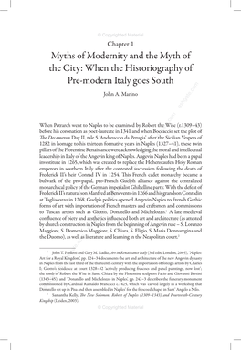Myths of Modernity and the Myth of the City: When the Historiography Of