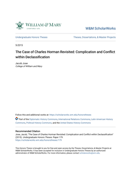 The Case of Charles Horman Revisited: Complication and Conflict Within Declassification