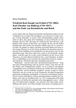 Heinz Duchhardt: Friedrich Karl Joseph Von Erthal (1719-1802)