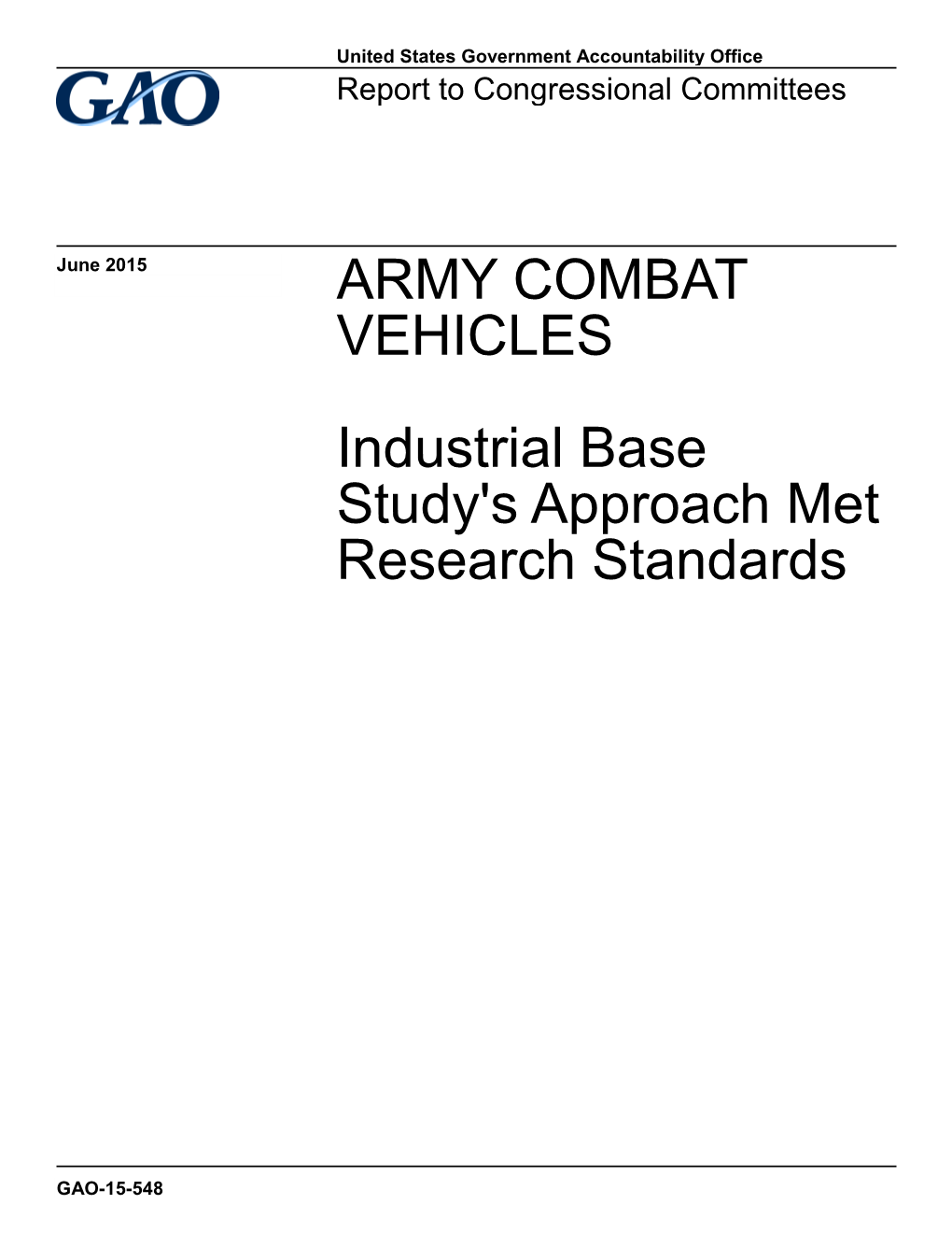 Gao-15-548, Army Combat Vehicles