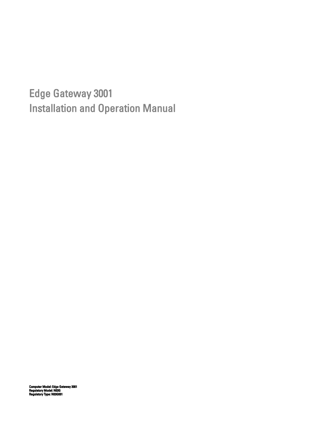 Edge Gateway 3001 Installation and Operation Manual