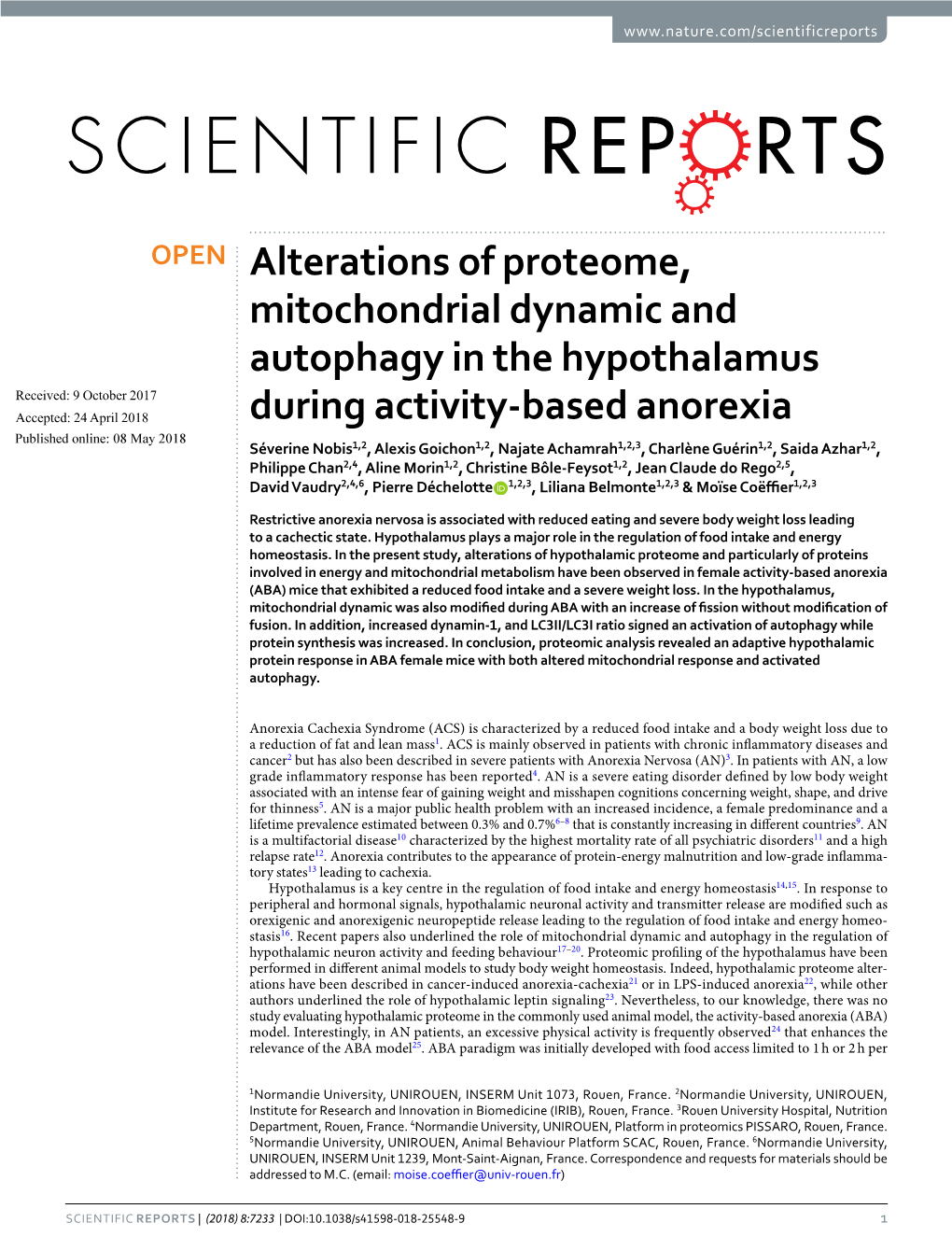Alterations of Proteome, Mitochondrial Dynamic and Autophagy in The