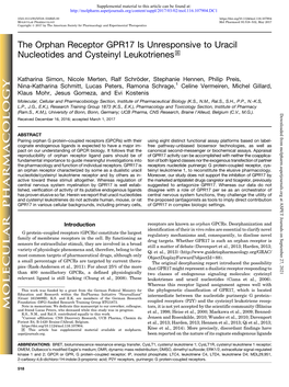 The Orphan Receptor GPR17 Is Unresponsive to Uracil Nucleotides and Cysteinyl Leukotrienes S