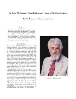 On John Mccarthy's 80Th Birthday, in Honor Of
