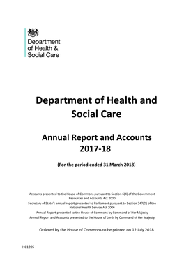 DH&SC: Annual Report and Accounts 2017-18