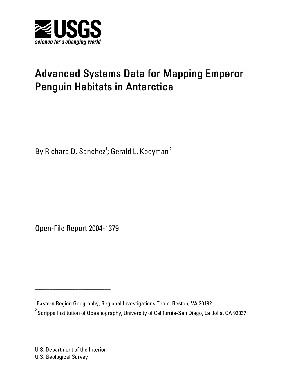 Advanced Systems Data for Mapping Emperor Penguins Habitats in Antarctica