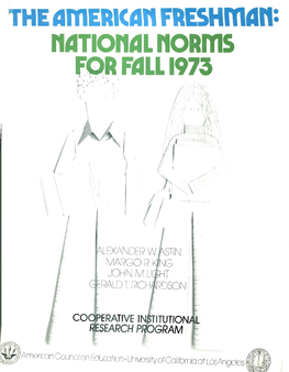 The American Freshman: National Norms for Fall 1973