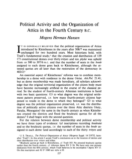 Political Activity and the Organization of Attica in the Fourth Century B.C. , Greek, Roman and Byzantine Studies, 24:3 (1983:Autumn) P.227