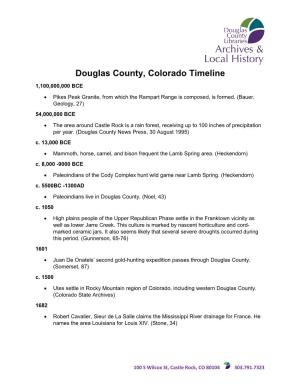Douglas County, Colorado Timeline