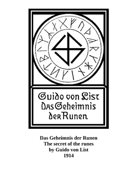 Das Geheimnis Der Runen the Secret of the Runes by Guido Von List 1914 Fa Ur Thurs