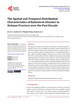 The Spatial and Temporal Distribution Characteristics of Rainstorm Disaster in Sichuan Province Over the Past Decade