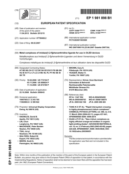 Metal Complexes of Imidazo[1,2-F]Phenanthridine