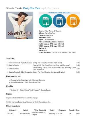 Shania Twain Party for Two Mp3, Flac, Wma