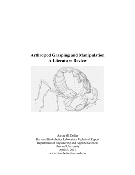 Arthropod Grasping and Manipulation Review