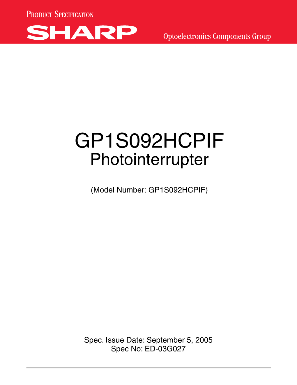 GP1S092HCPIF Photointerrupter