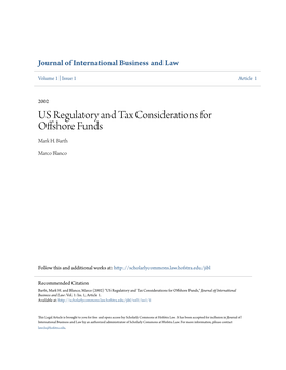 US Regulatory and Tax Considerations for Offshore Funds Mark H