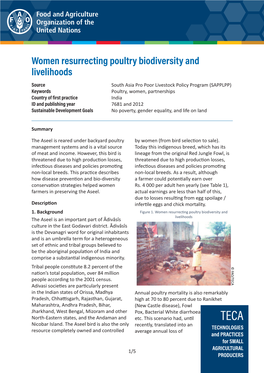 Women Resurrecting Poultry Biodiversity and Livelihoods