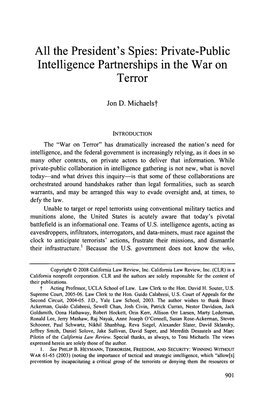 Private-Public Intelligence Partnerships in the War on Terror