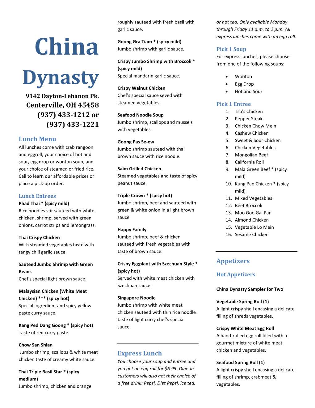 CHINA-DYNASTY-Printable-Menu.Pdf