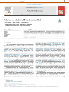 Tellurium and Selenium in Mesoproterozoic Red Beds T ⁎ John Parnella, , Sam Spinksb, Connor Brollya