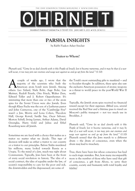 PARSHA INSIGHTS by Rabbi Yaakov Asher Sinclair