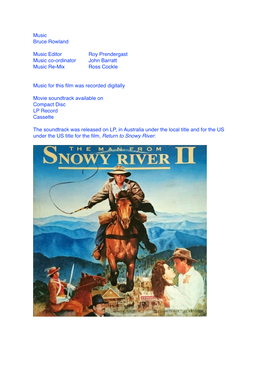 Man from Snowy River II Music Credits