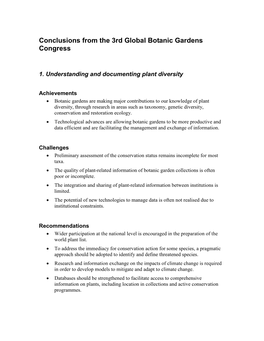 Conclusions from the 3Rd Global Botanic Gardens Congress