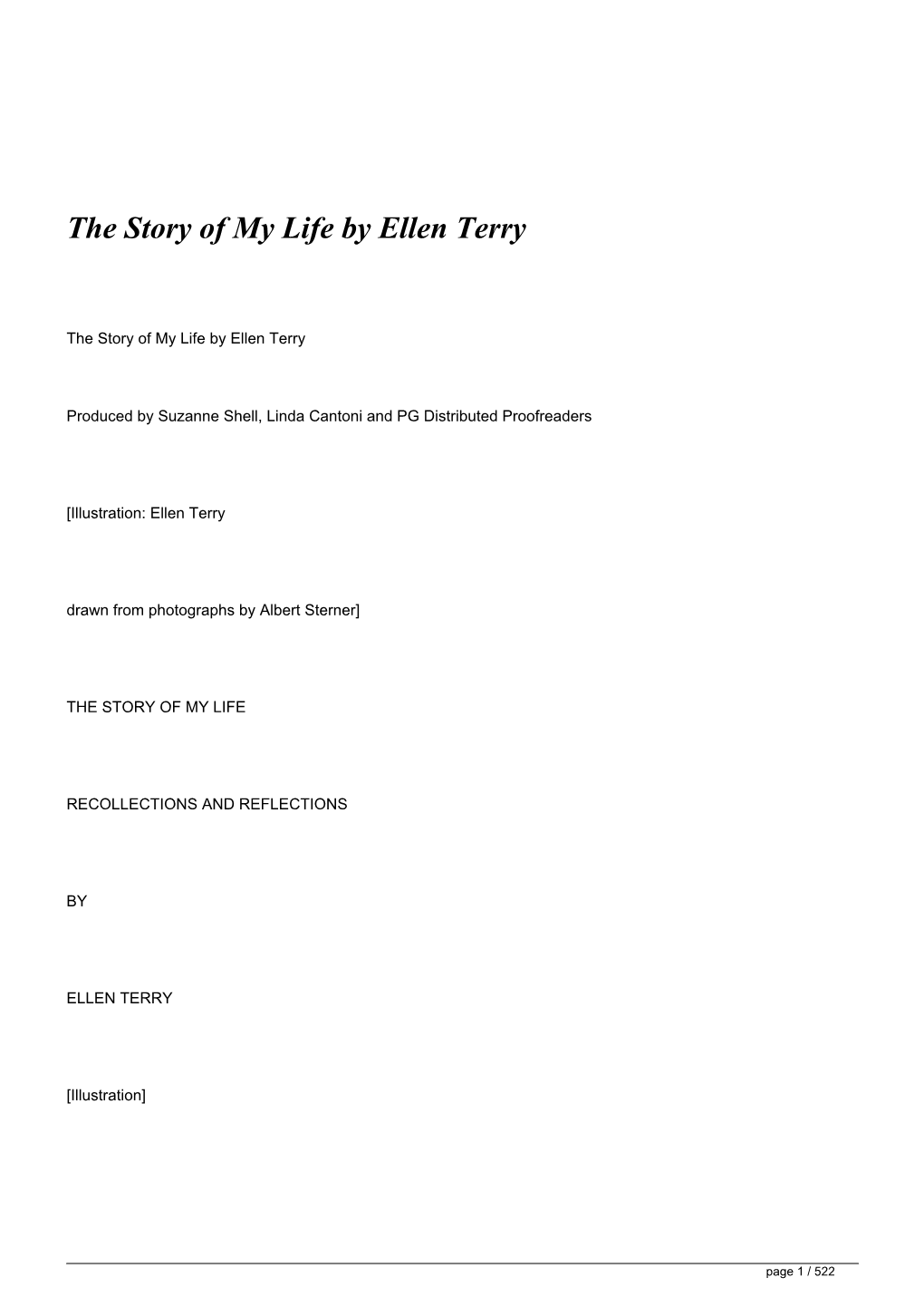 The Story of My Life by Ellen Terry</H1>