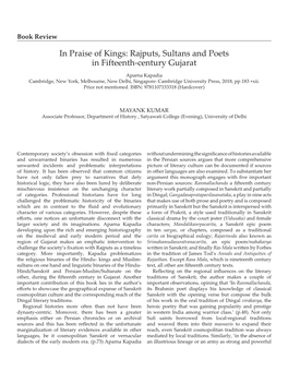 In Praise of Kings: Rajputs, Sultans and Poets in Fifteenth-Century Gujarat