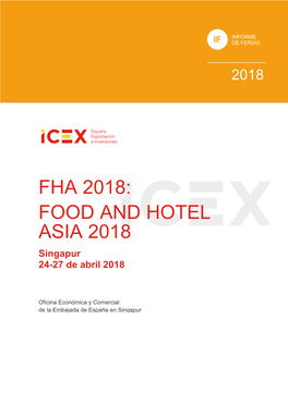 FHA 2018: FOOD and HOTEL ASIA 2018 Singapur 24-27 De Abril 2018