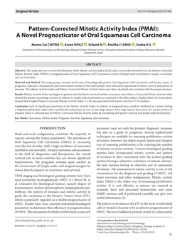 (PMAI): a Novel Prognosticator of Oral Squamous Cell Carcinoma