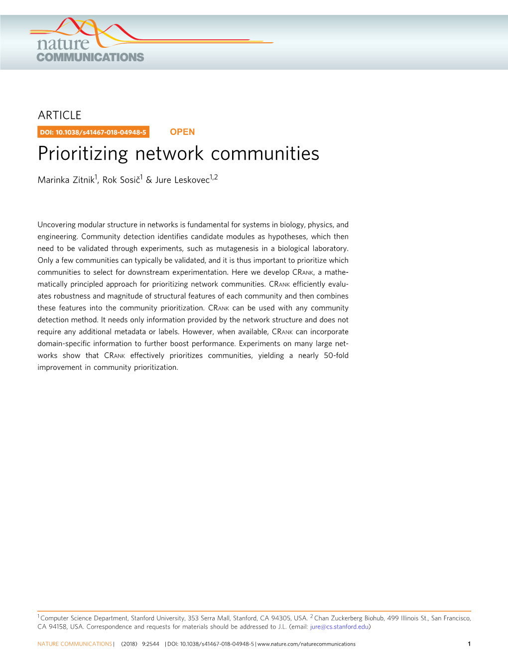 Prioritizing Network Communities
