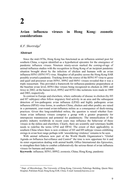 Avian Influenza Viruses in Hong Kong: Zoonotic Considerations