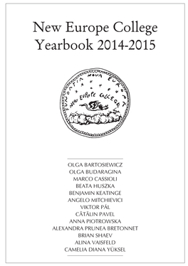 New Europe College Yearbook 2014-2015 NEW EUROPE COLLEGE Yearbook 2014-2015