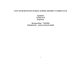 City of Burlington Public School District Curriculum