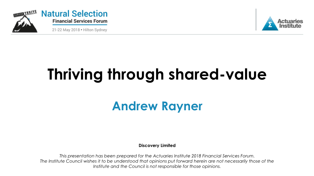 Thriving Through Shared-Value