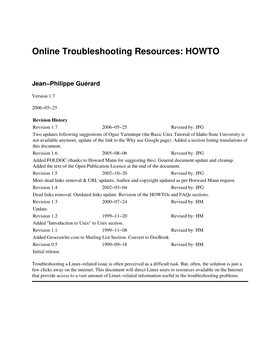 Online Troubleshooting Resources: HOWTO