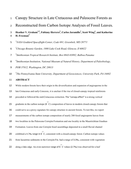 Reconstructed from Carbon Isotope Analyses of Fossil Leaves