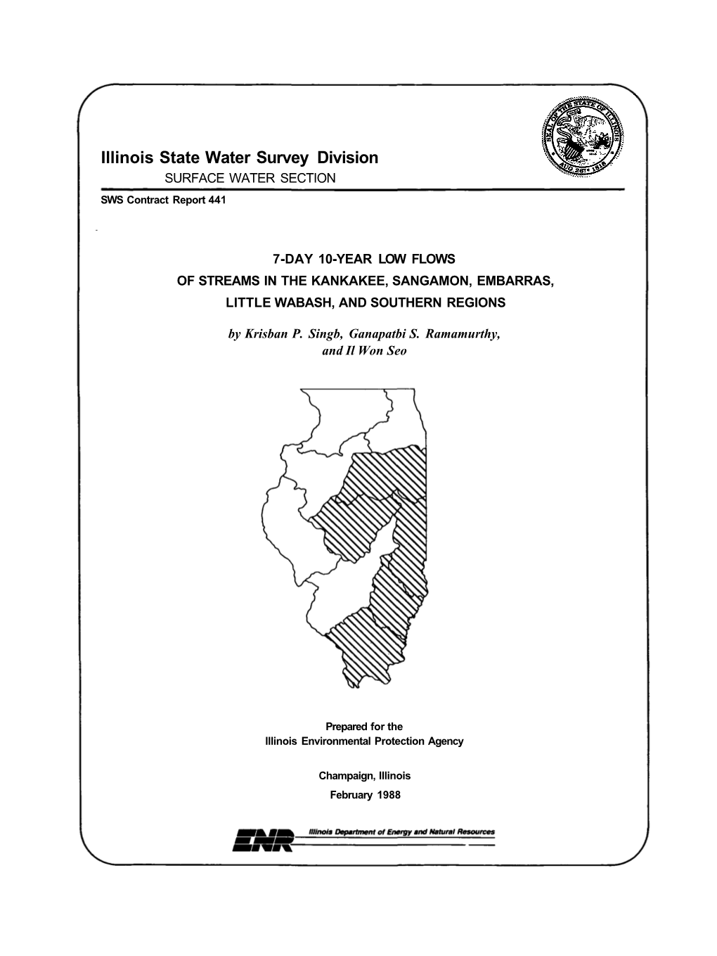 7-Day 10-Year Low Flows of Streams in the Kankakee, Sangamon, Embarras, Little Wabash, and Southern Regions