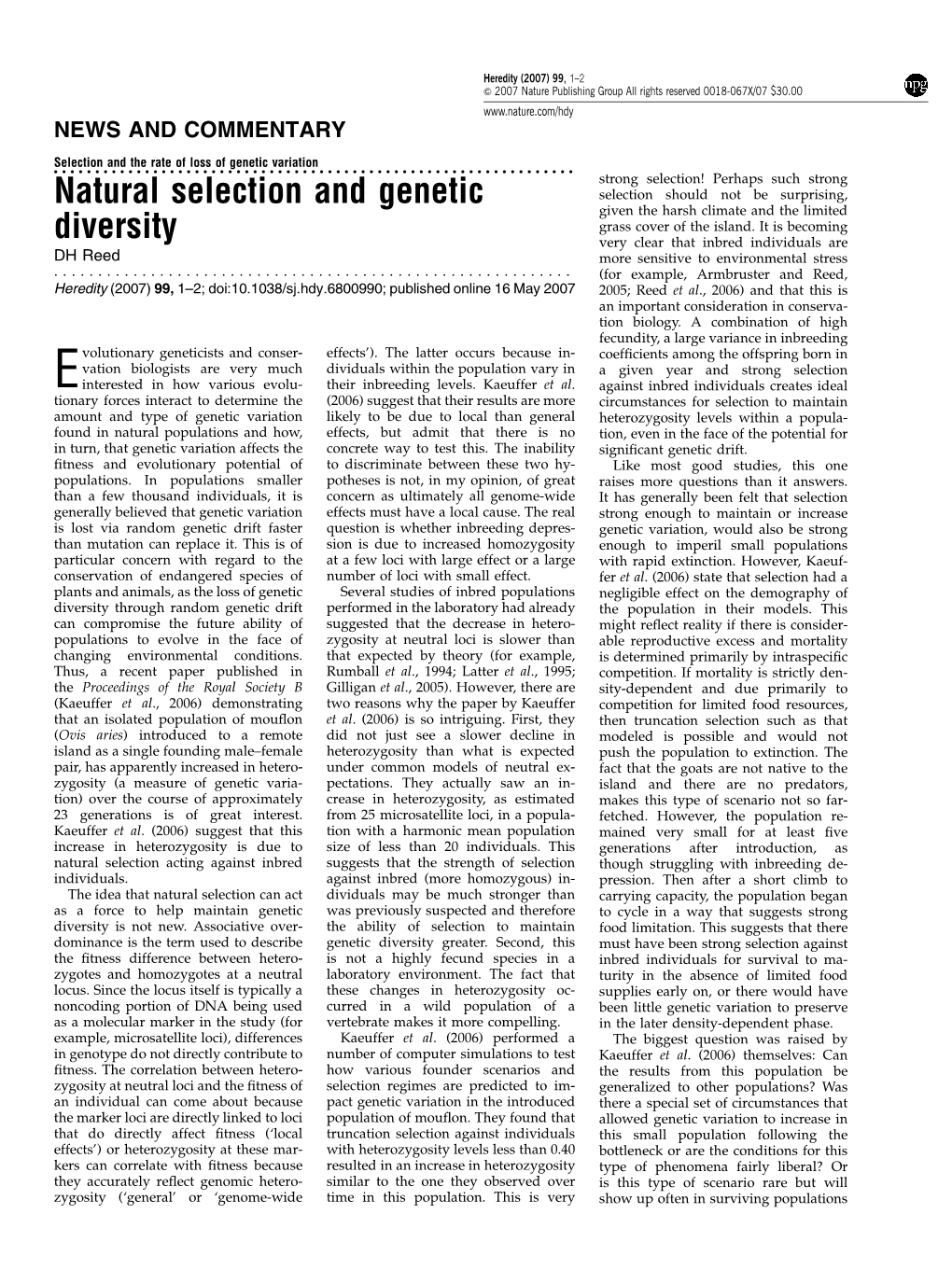 Natural Selection and Genetic Diversity