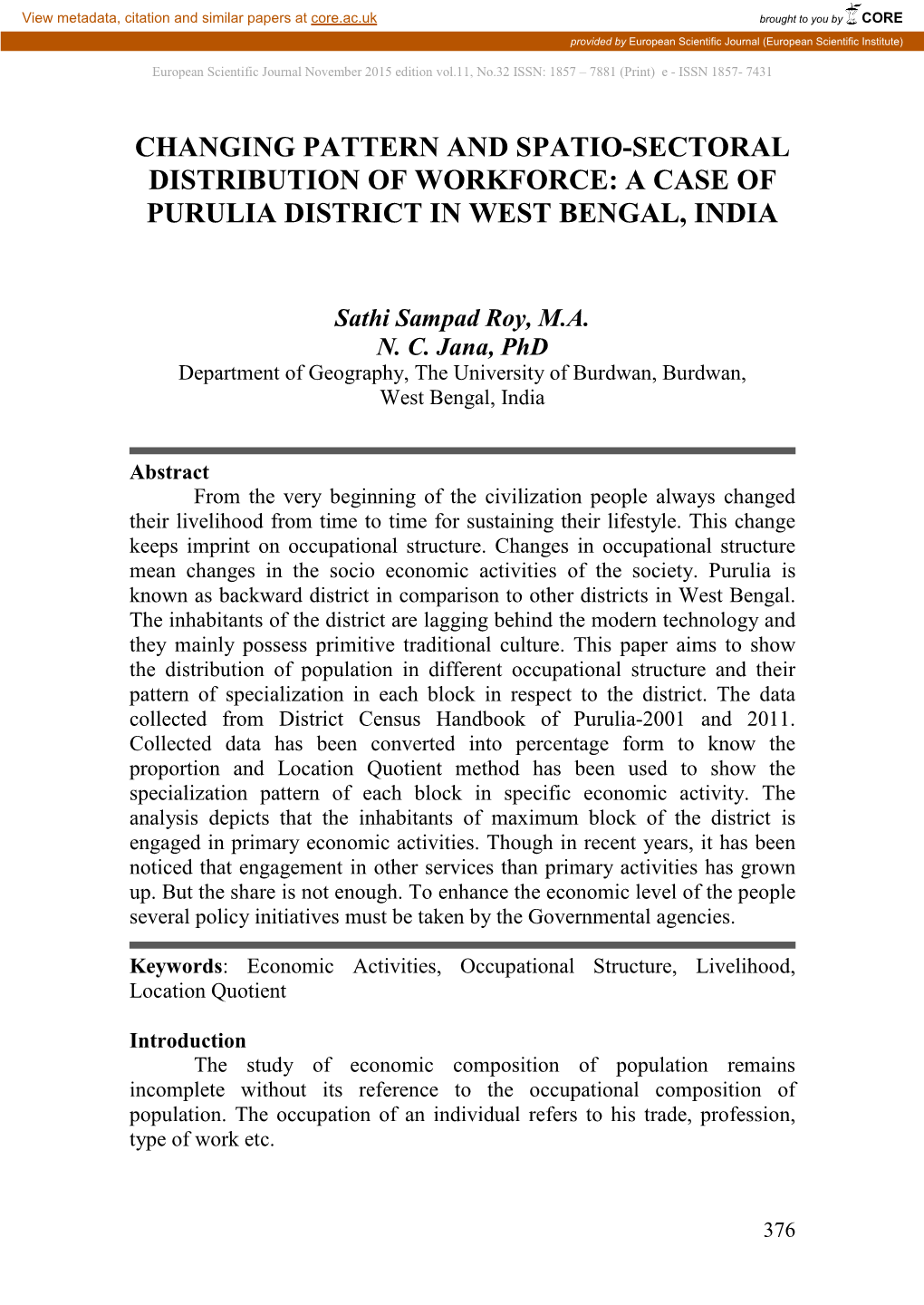 A Case of Purulia District in West Bengal, India
