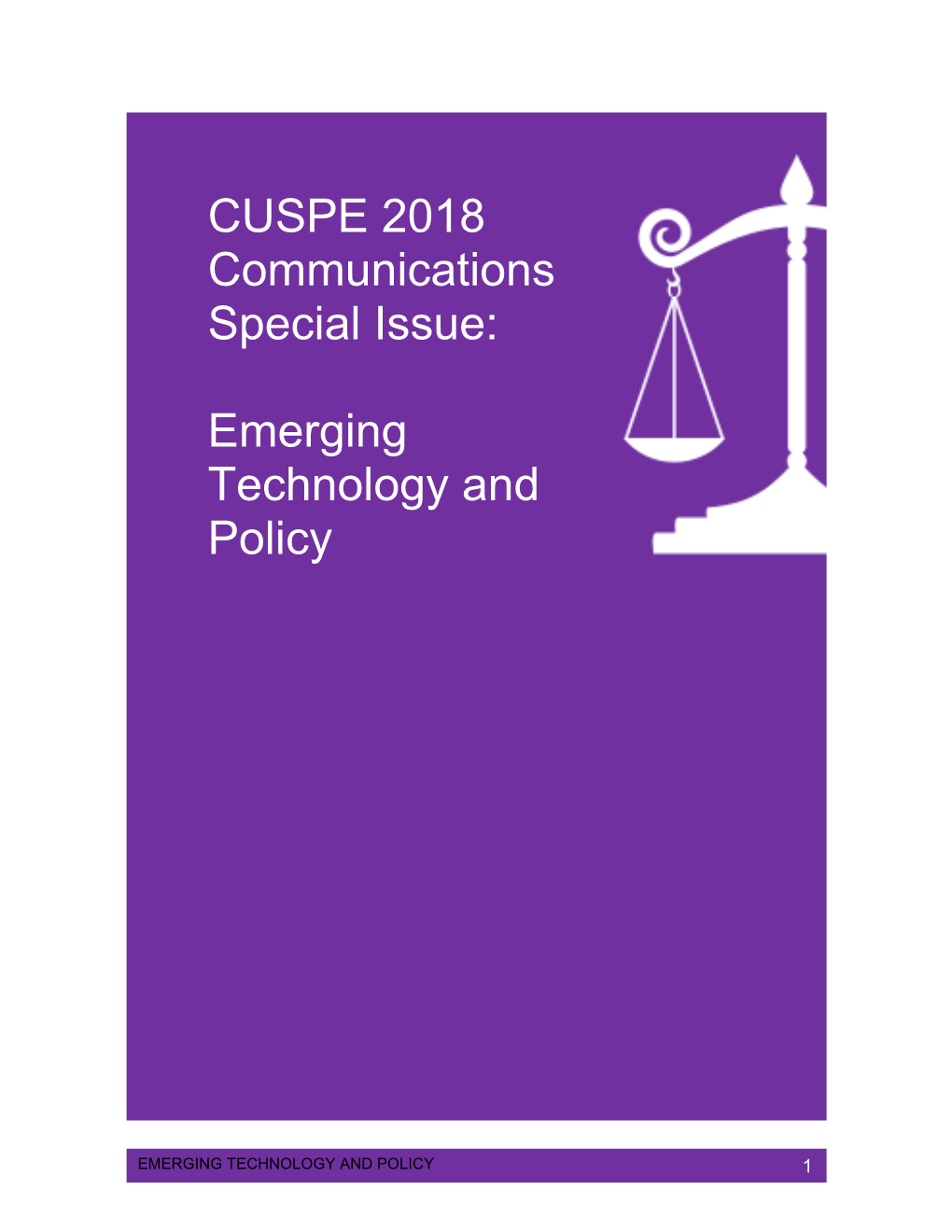 CUSPE 2018 Communications Special Issue: Emerging
