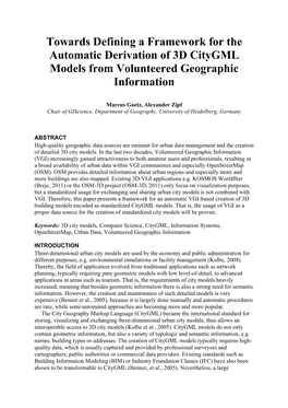 Towards Defining a Framework for the Automatic Derivation of 3D Citygml Models from Volunteered Geographic Information