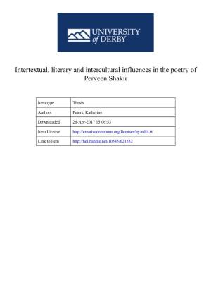 Intertextual, Literary and Intercultural Influences in the Poetry of Perveen Shakir