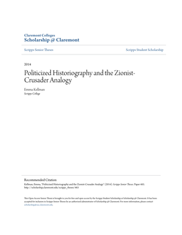 Politicized Historiography and the Zionist-Crusader Analogy" (2014)